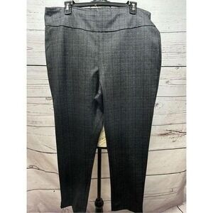Zac & Rachel Woman Stretch Pants Gray Plaid Straight‎ Leg Elastic Waist 1X